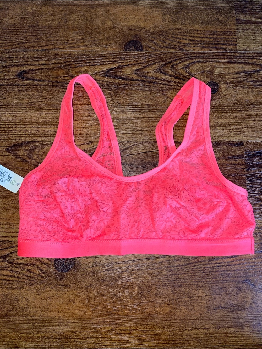 aerie Neon Coral Lace Sports Bralette